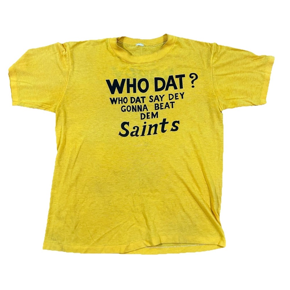 Vtg 80s New Orleans Saints "Who Dat" T Shirt Custom Print Single‎ Stitch Sz S